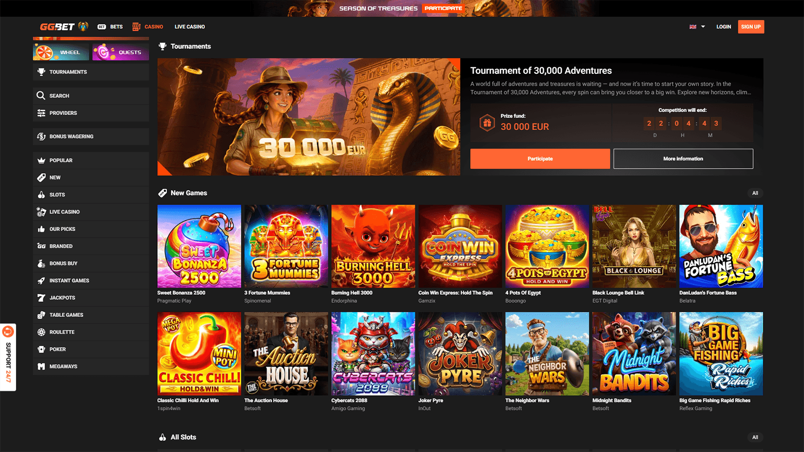 GGBet Casino Homepage in Latvia